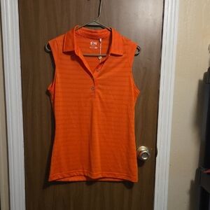 Orange Sleeveless Polo Top